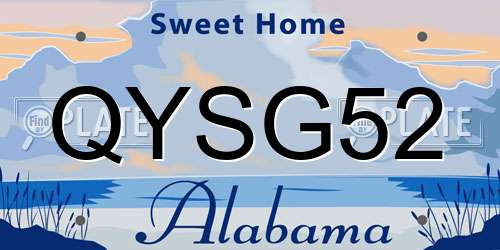 QYSG52 Alabama License Plate