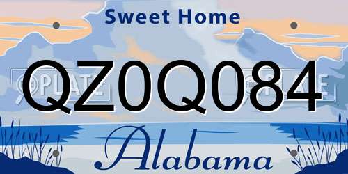 QZ0Q084 Alabama License Plate