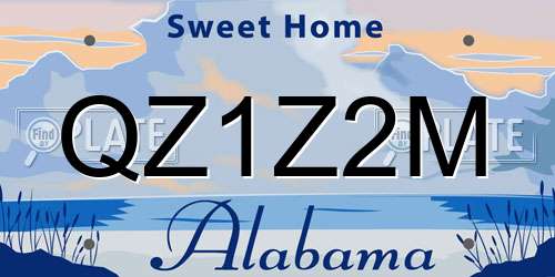 QZ1Z2M Alabama License Plate