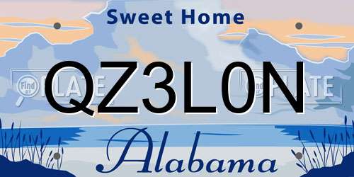 QZ3L0N Alabama License Plate