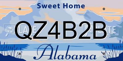 QZ4B2B Alabama License Plate