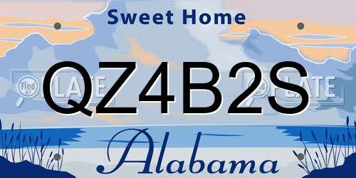 QZ4B2S Alabama License Plate