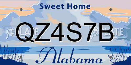 QZ4S7B Alabama License Plate