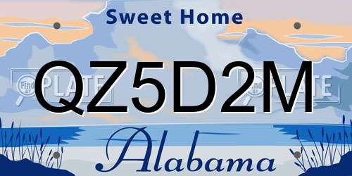QZ5D2M Alabama License Plate