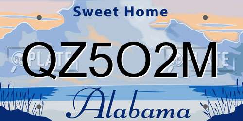 QZ5O2M Alabama License Plate
