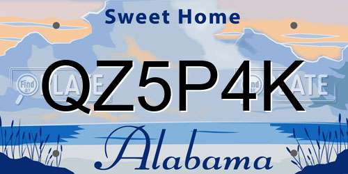 QZ5P4K Alabama License Plate