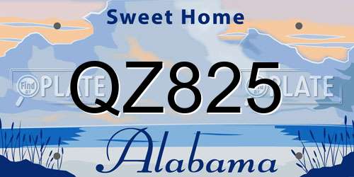 QZ825 Alabama License Plate