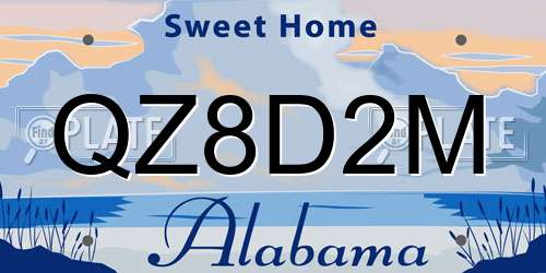 QZ8D2M Alabama License Plate