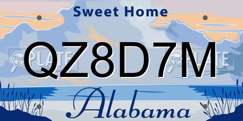 QZ8D7M Alabama License Plate