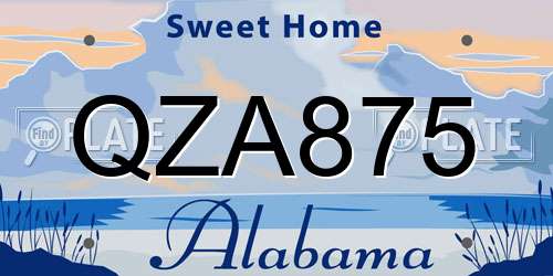 QZA875 Alabama License Plate
