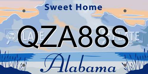 QZA88S Alabama License Plate
