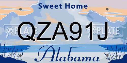 QZA91J Alabama License Plate