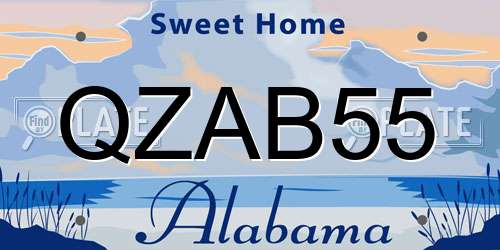 QZAB55 Alabama License Plate