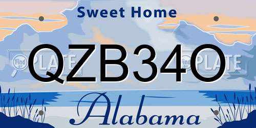 QZB34O Alabama License Plate