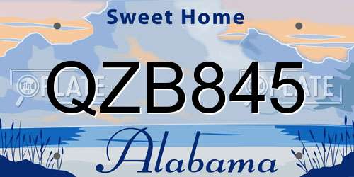 QZB845 Alabama License Plate