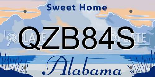 QZB84S Alabama License Plate