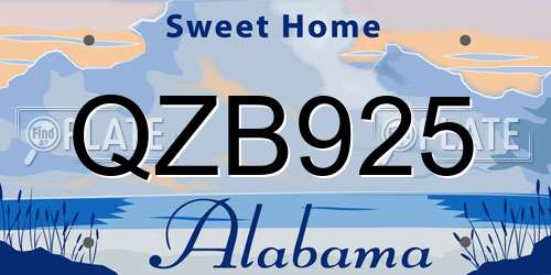 QZB925 Alabama License Plate