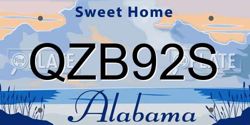 QZB92S Alabama License Plate