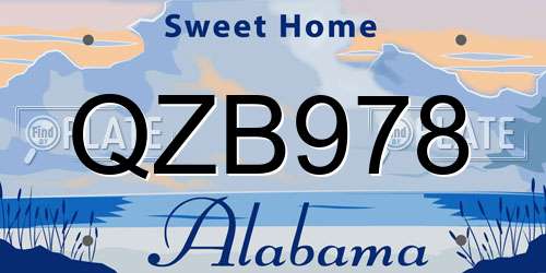 QZB978 Alabama License Plate