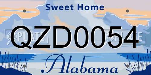 QZD0054 Alabama License Plate
