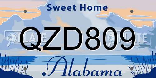 QZD809 Alabama License Plate