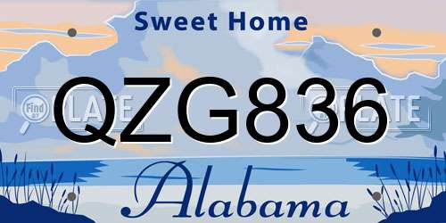 QZG836 Alabama License Plate