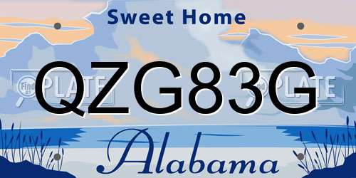 QZG83G Alabama License Plate