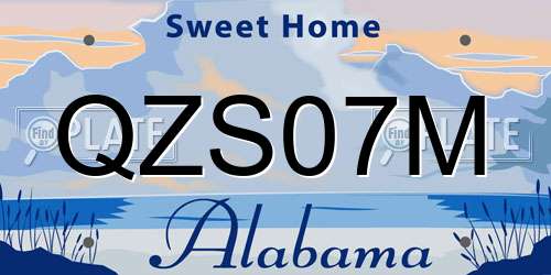 QZS07M Alabama License Plate