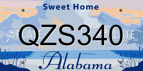 QZS340 Alabama License Plate