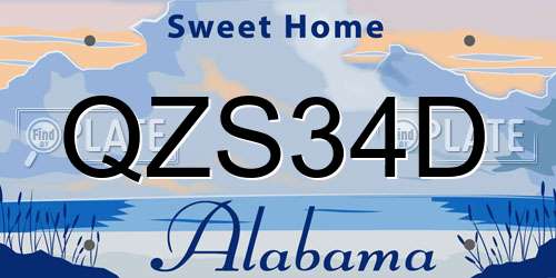 QZS34D Alabama License Plate