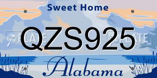 QZS925 Alabama License Plate