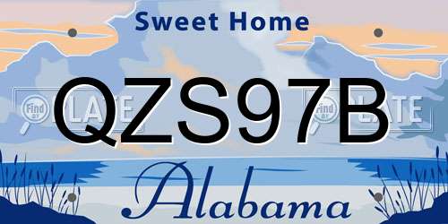 QZS97B Alabama License Plate
