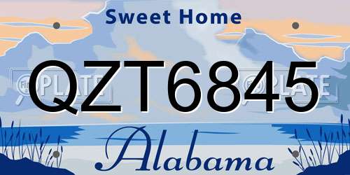QZT6845 Alabama License Plate