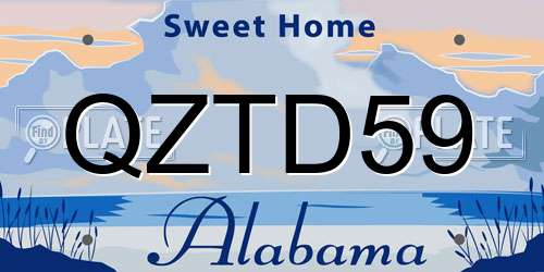 QZTD59 Alabama License Plate
