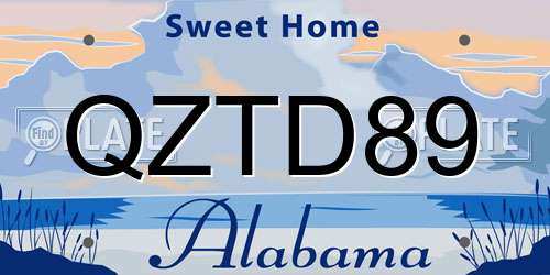 QZTD89 Alabama License Plate