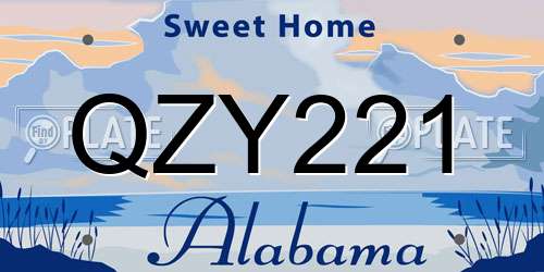 QZY221 Alabama License Plate
