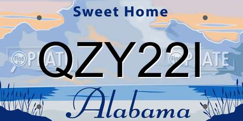 QZY22I Alabama License Plate
