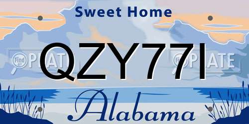 QZY77I Alabama License Plate