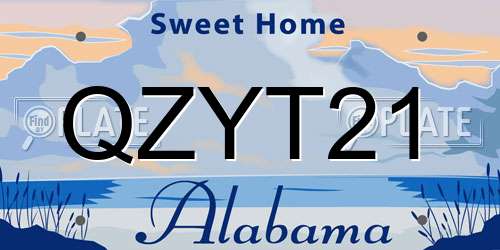QZYT21 Alabama License Plate