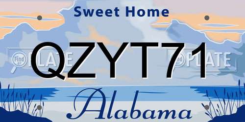 QZYT71 Alabama License Plate