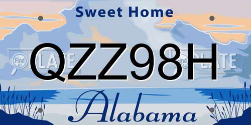 QZZ98H Alabama License Plate