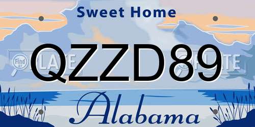QZZD89 Alabama License Plate