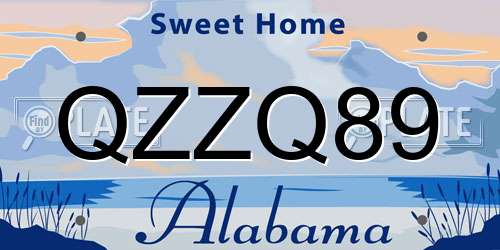 QZZQ89 Alabama License Plate