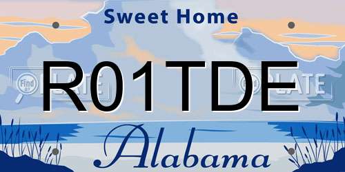 R01TDE Alabama License Plate