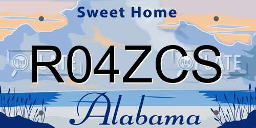 R04ZCS Alabama License Plate