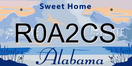 R0A2CS Alabama License Plate