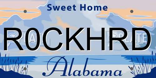 R0CKHRD Alabama License Plate