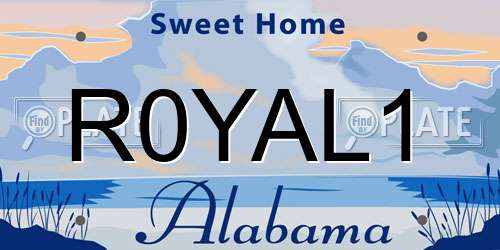 R0YAL1 Alabama License Plate