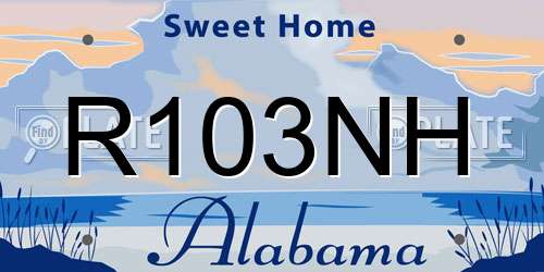 R103NH Alabama License Plate