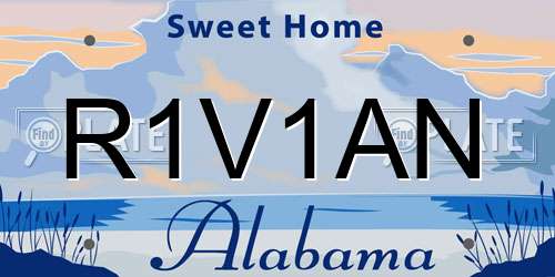 R1V1AN Alabama License Plate